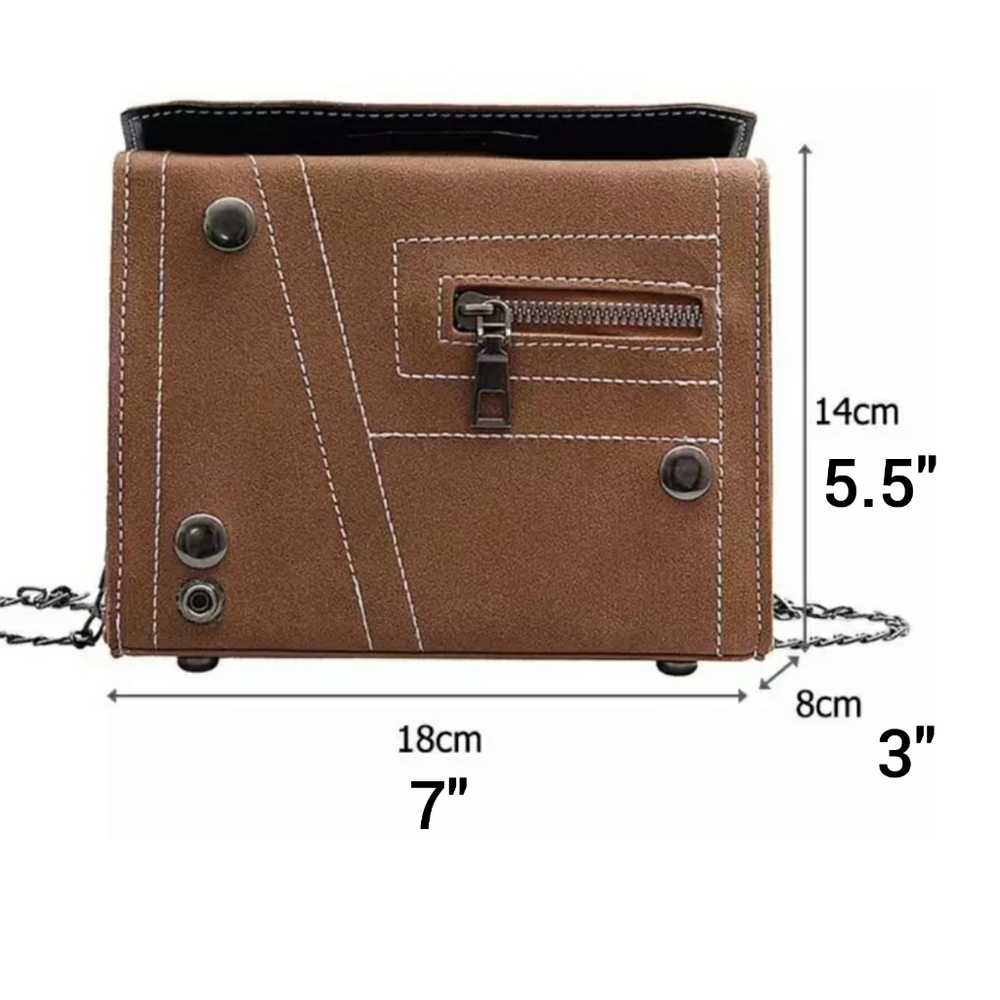 🧡IN STOCK 🧡Brown Square Flap Mini Handbag - Picture 4 of 8